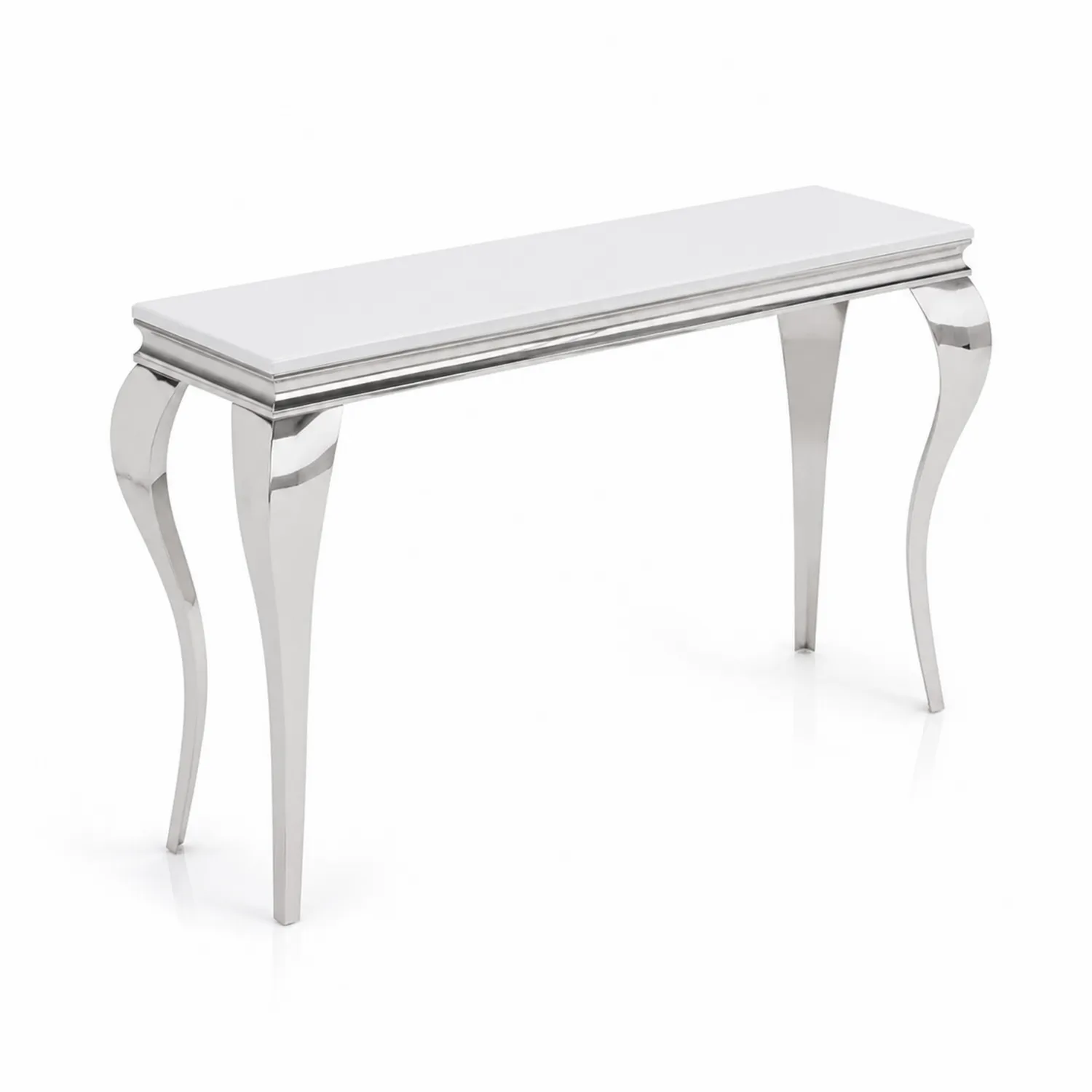 Consolle Rettangolare in Acciaio Inossidabile e Materiale Composito Bianco 120x40x80 cm