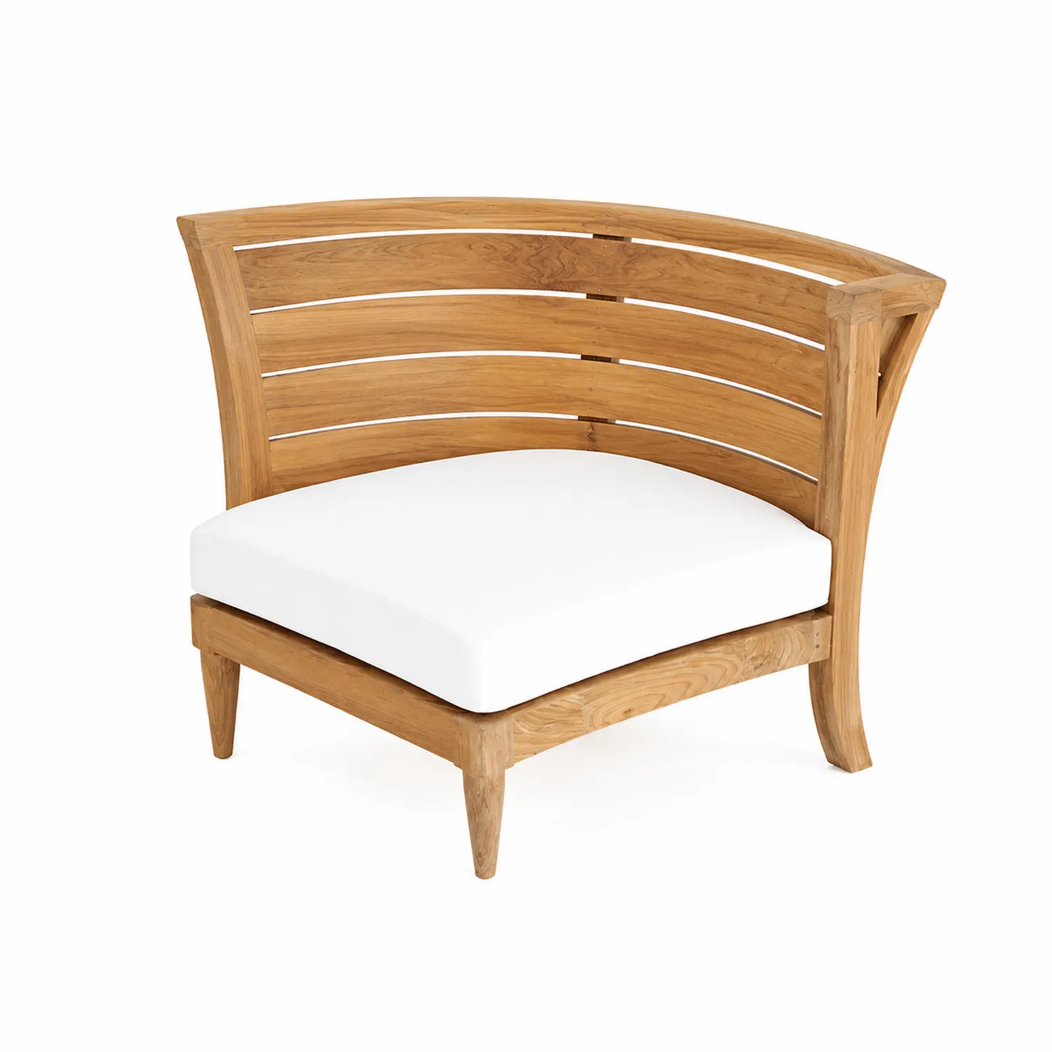 Poltrona angolare in teak con cuscino bianco