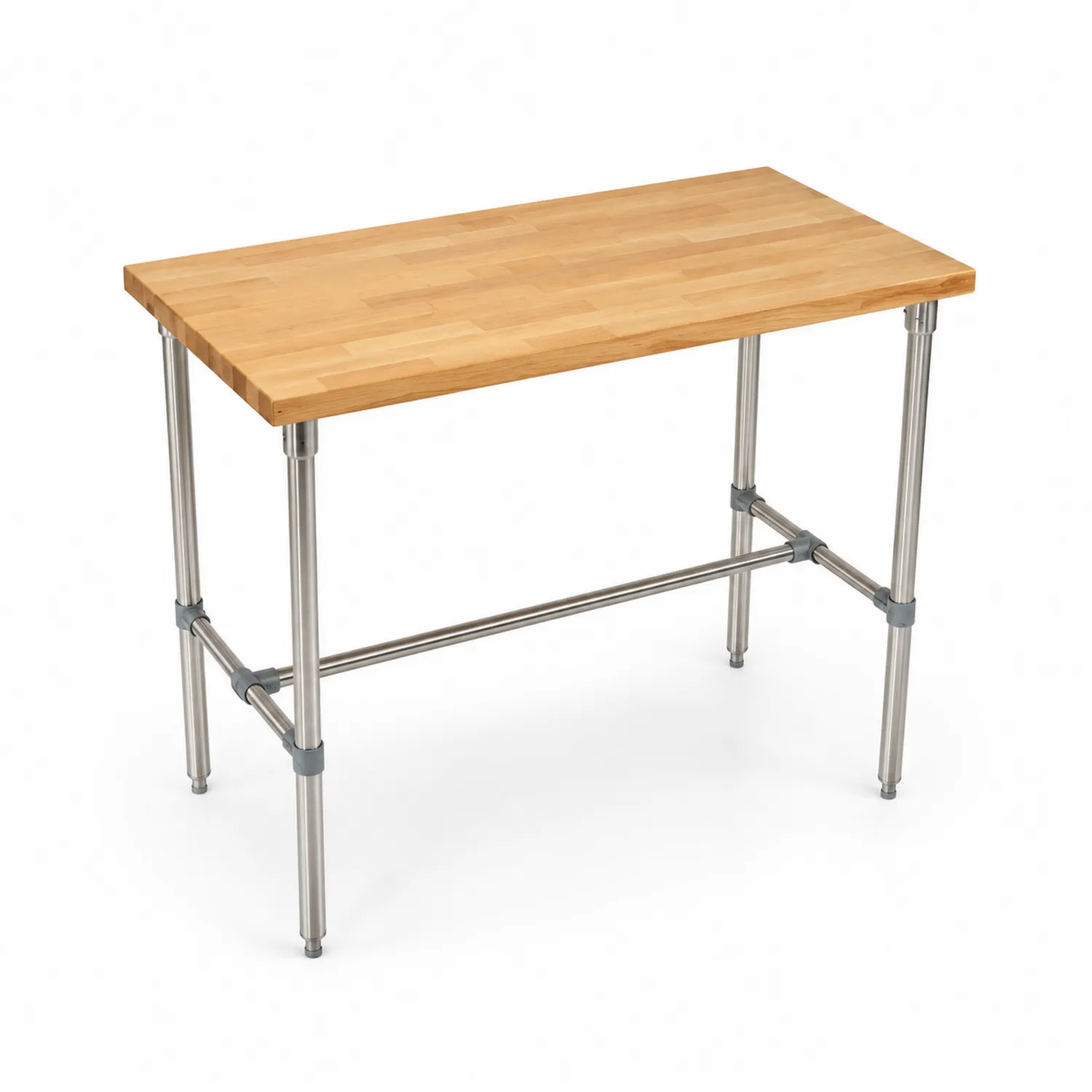Tavolo da lavoro in legno e acciaio inox 120x60x90 cm