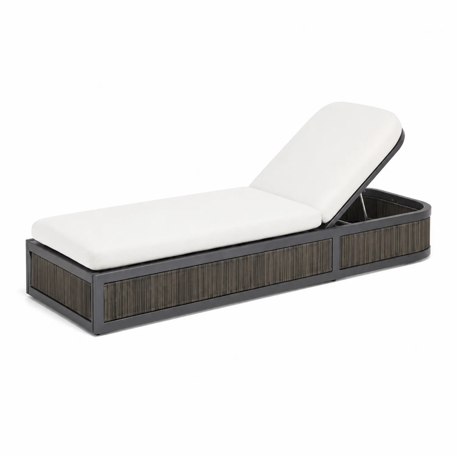 Lettino Prendisole in Alluminio con Cuscino e Rattan Sintetico