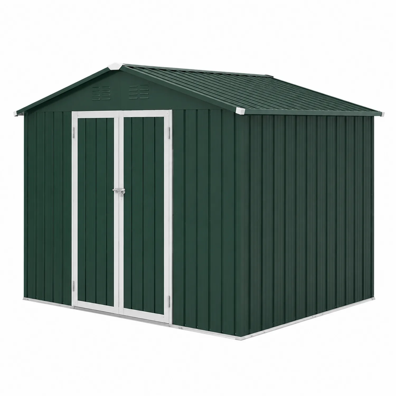 Capanno da giardino in metallo verde con doppia porta 257x205x177 cm