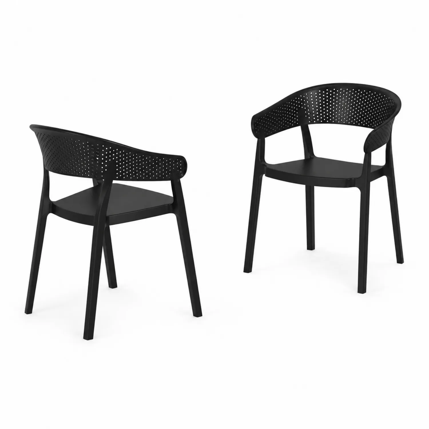 Set di 2 Sedie in Plastica Nero