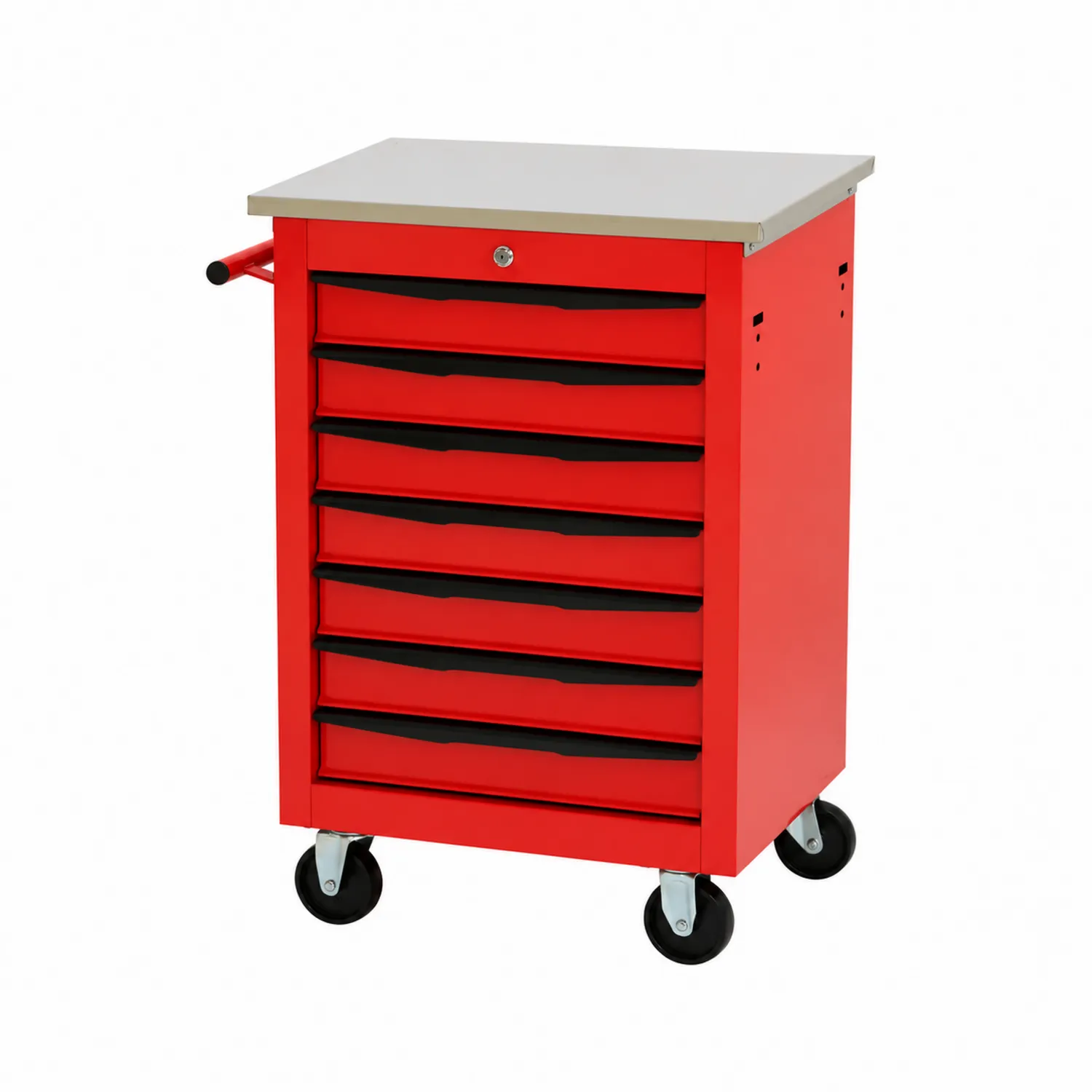 Carrello in metallo rosso con 7 cassetti