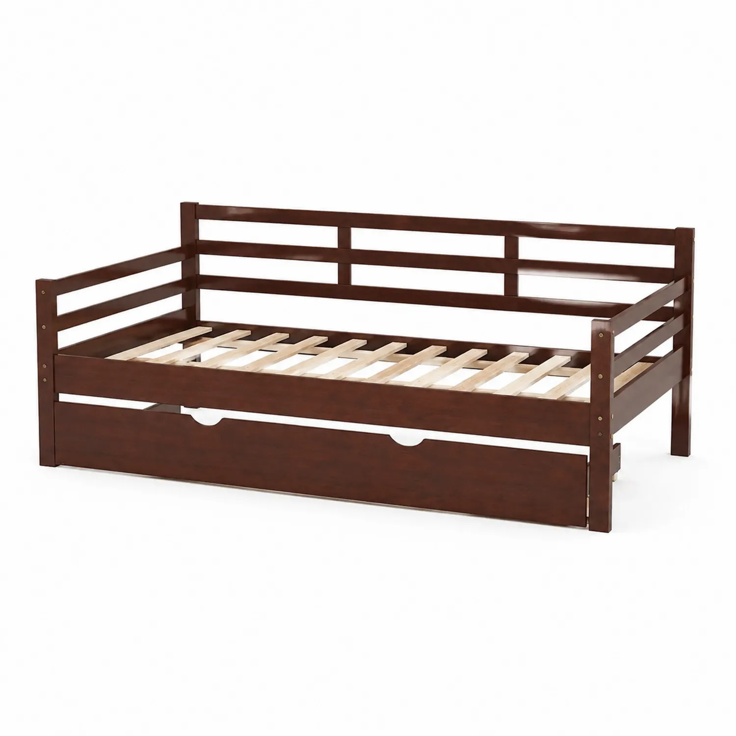 Daybed in legno di pino marrone con cassetto
