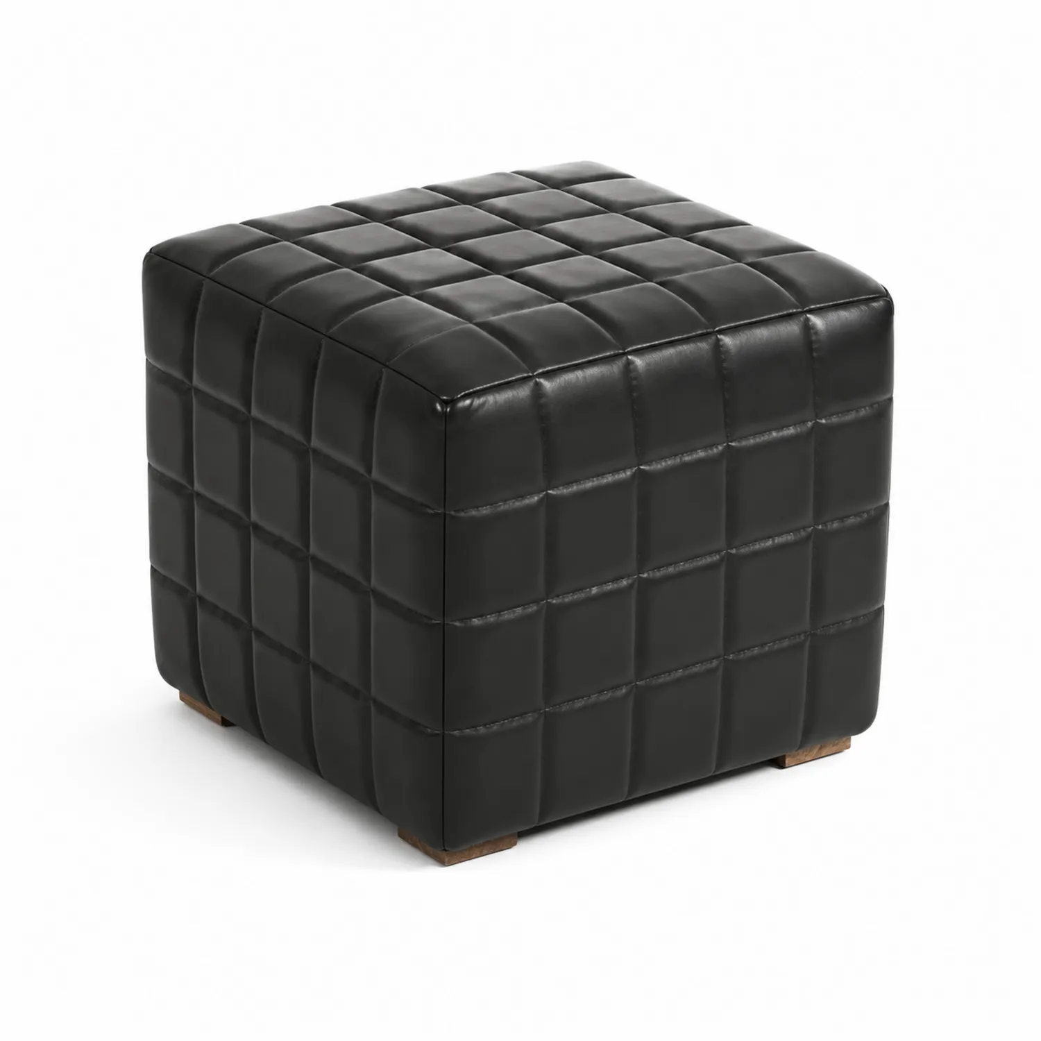 Pouf quadrato in pelle sintetica nera