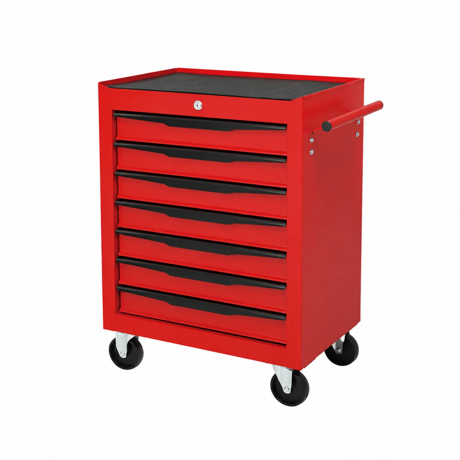 Cassettiera portautensili in metallo rosso con ruote