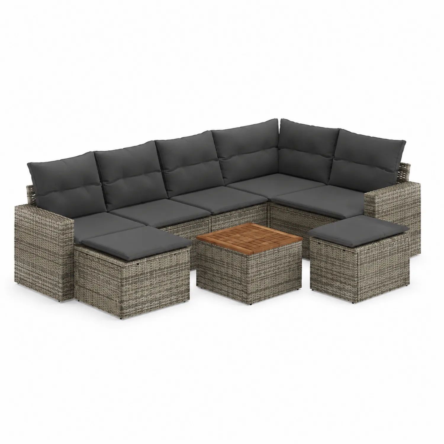 Set Divano Angolare da Esterno in Rattan Sintetico con Cuscini Antracite
