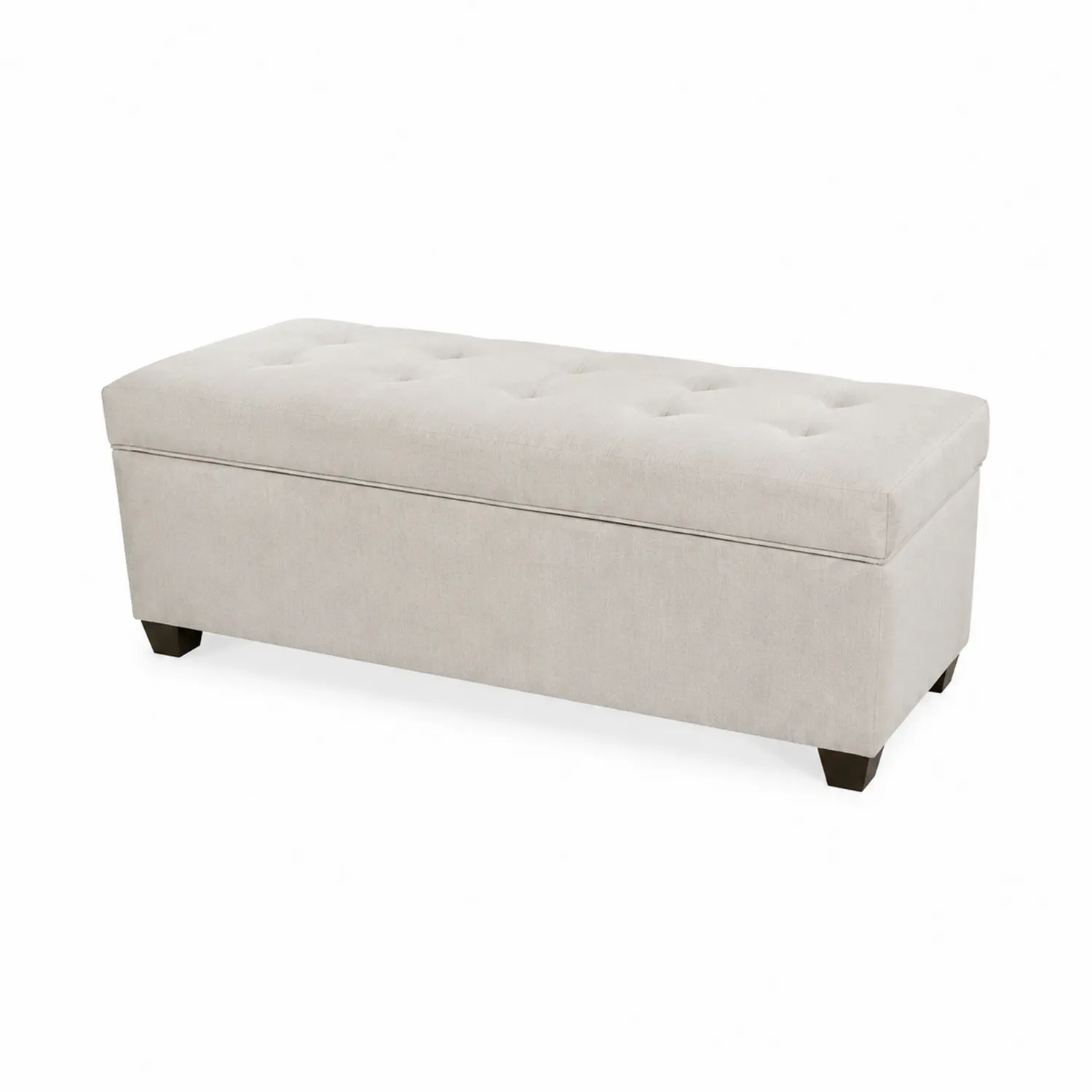 Panca contenitore in legno e poliestere beige