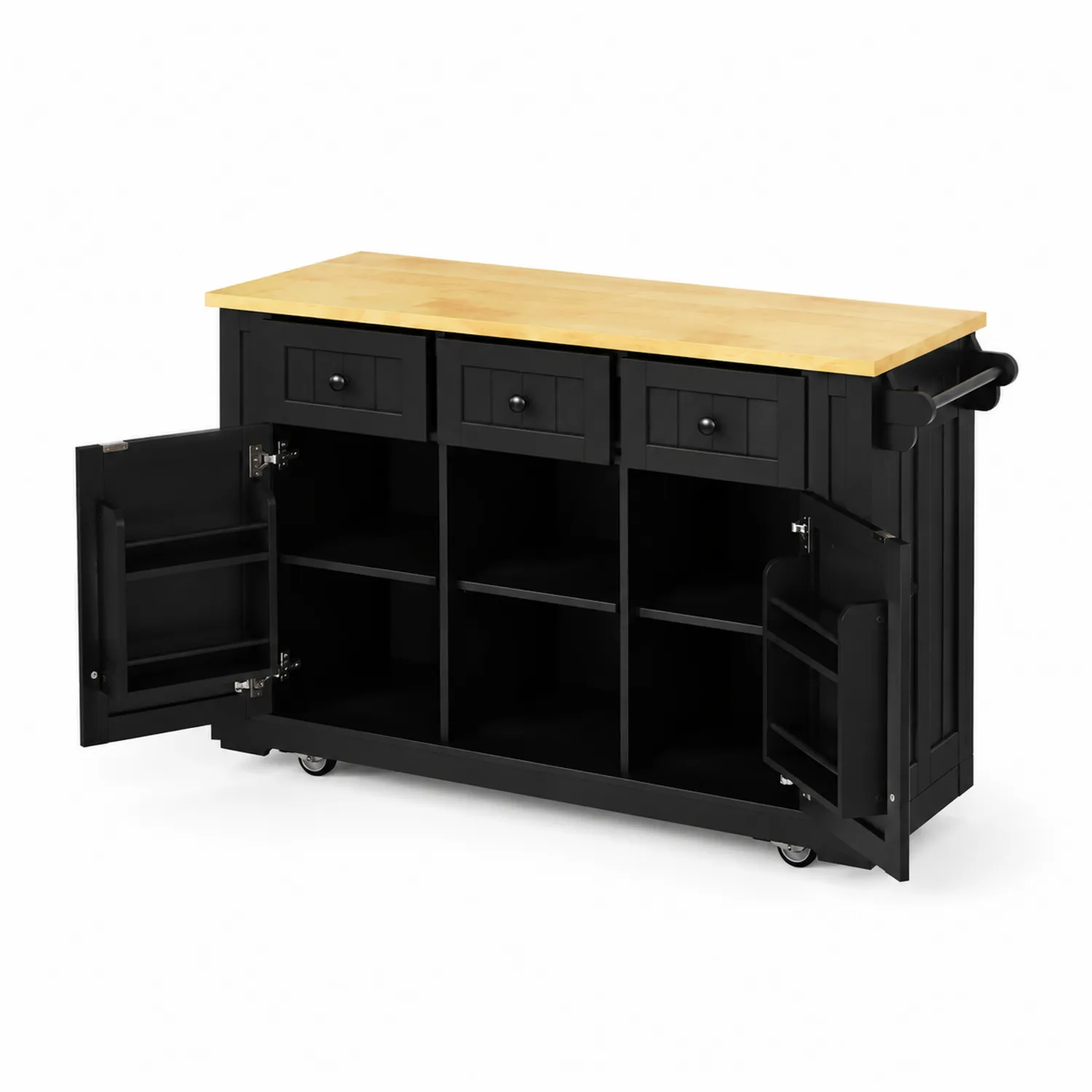 Carrello da cucina in legno e MDF nero