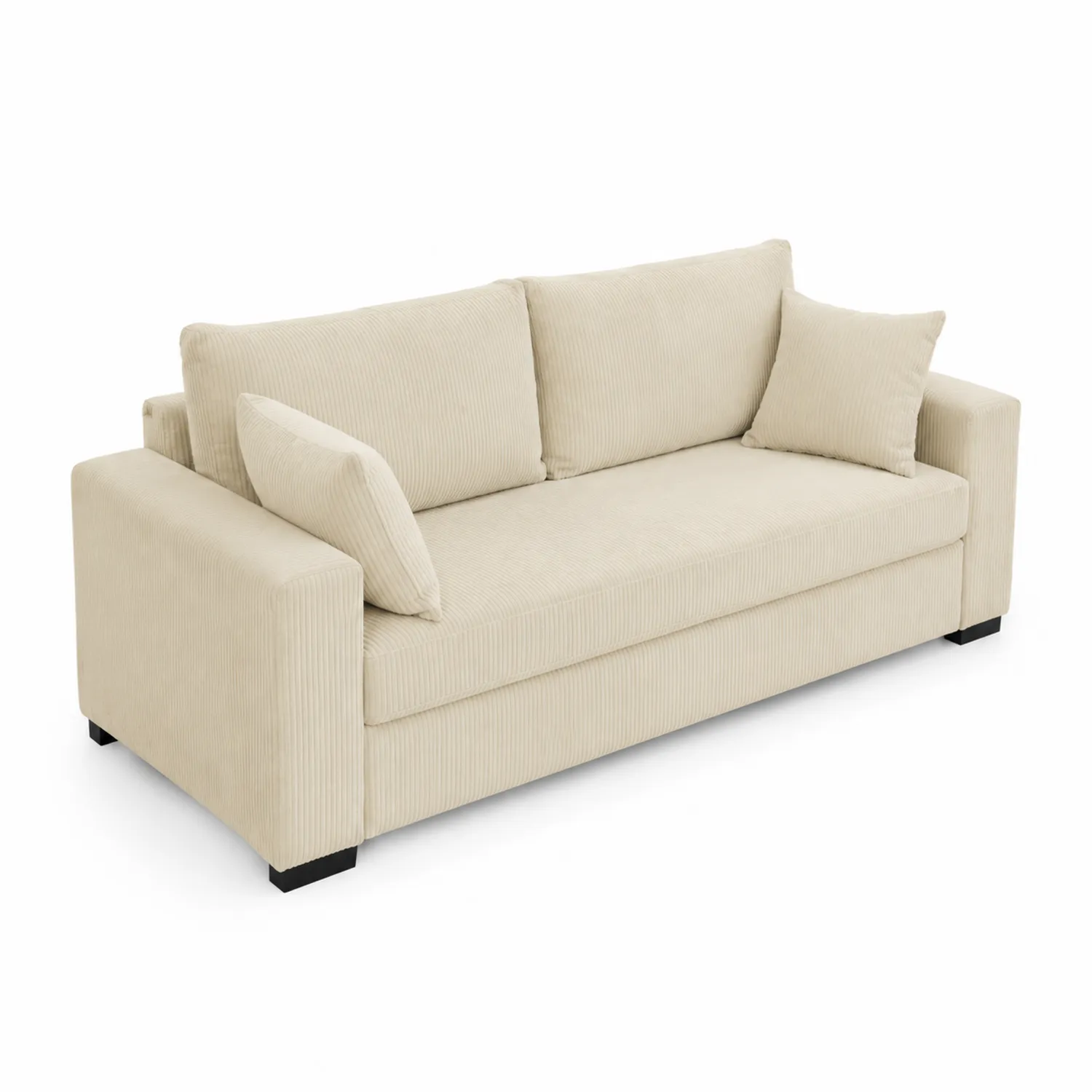 Divano in tessuto a coste Beige 195x90x85 cm