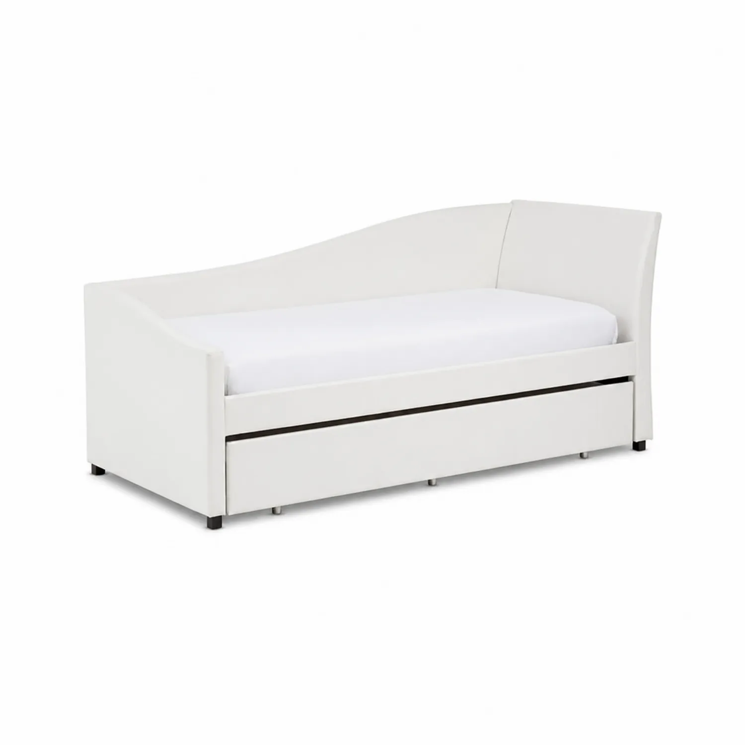 Letto Divano in Legno e Tessuto con Cassettone Bianco