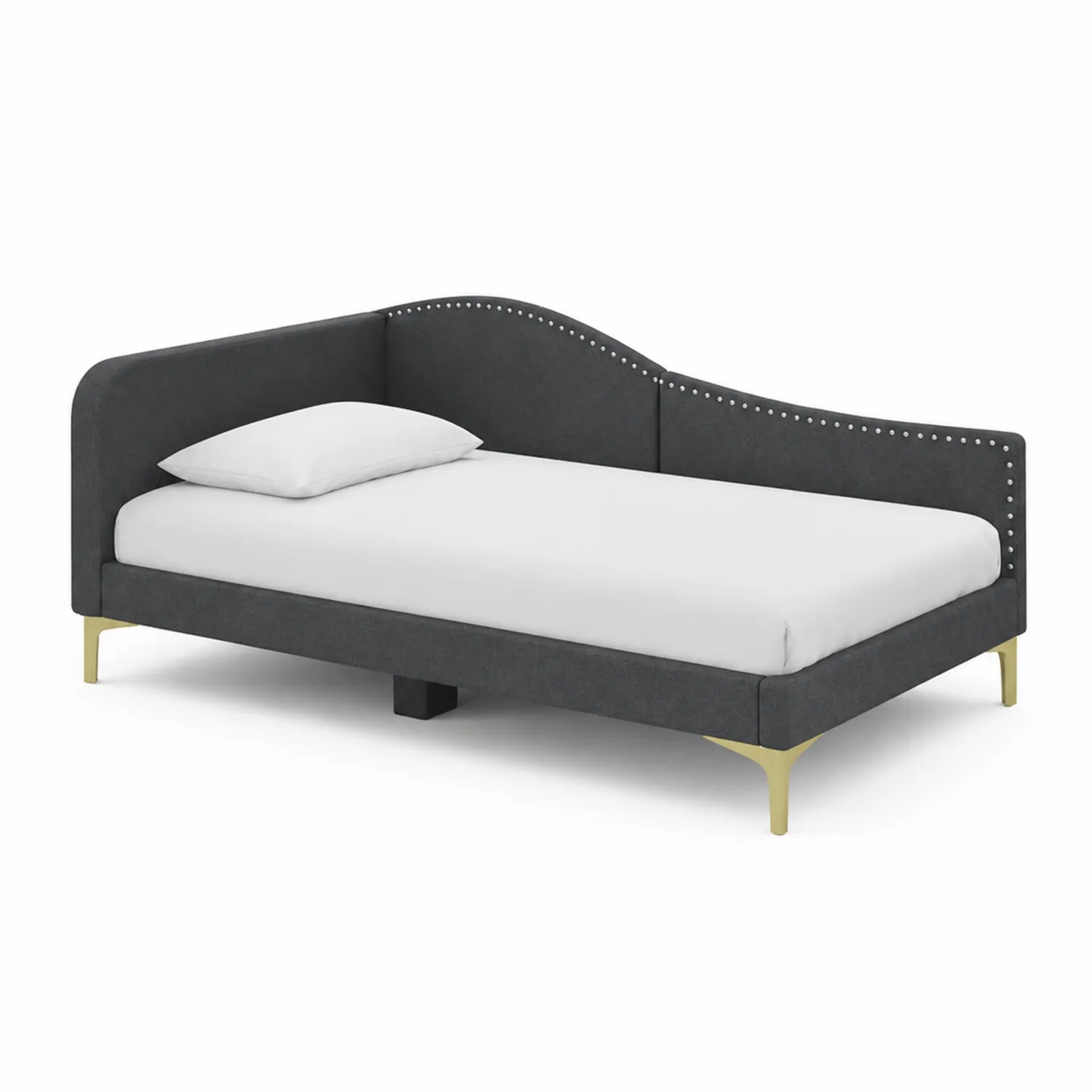 Daybed in tessuto grigio scuro con struttura in metallo