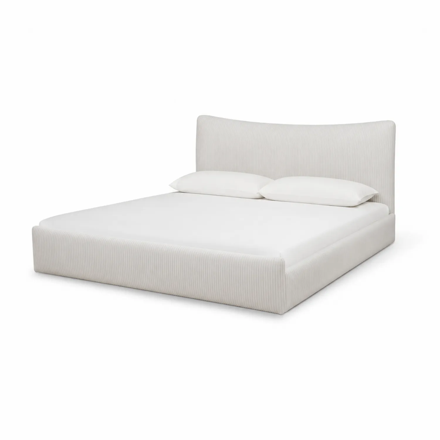 Letto matrimoniale imbottito legno tessuto bianco 200x160 cm