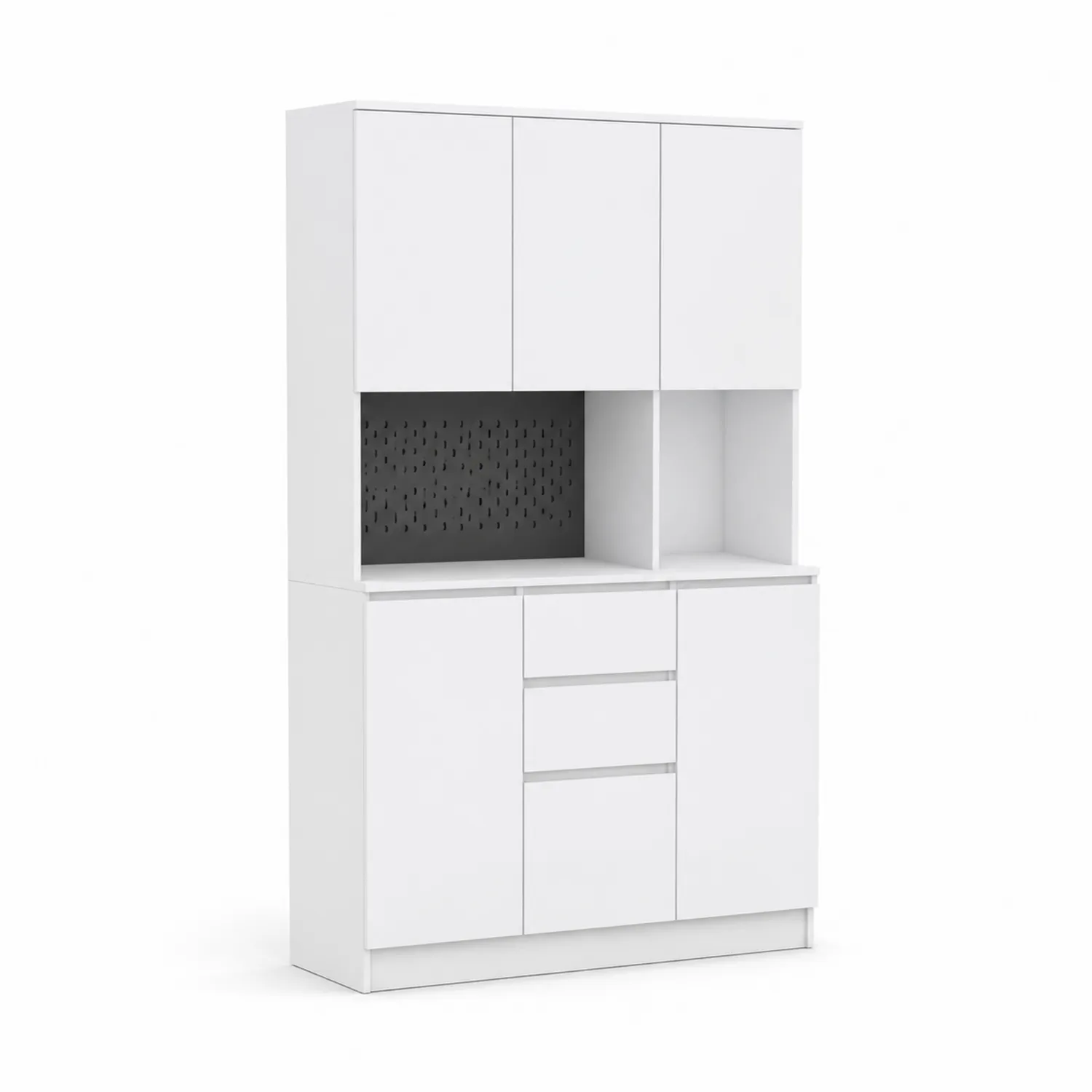 Credenza da Cucina in MDF con Ante e Cassetti Bianco