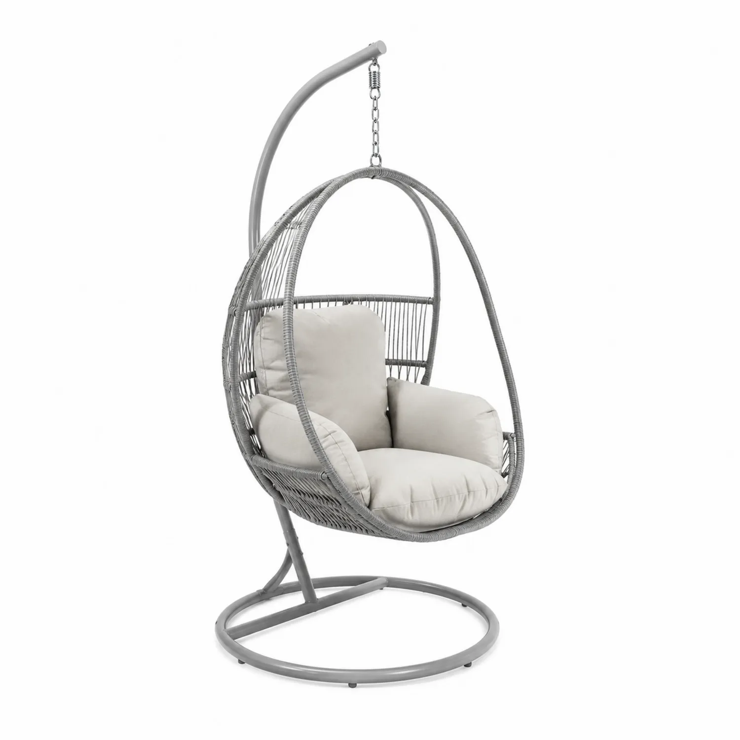 Sedia Sospesa in Rattan Sintetico con Acciaio e Cuscini