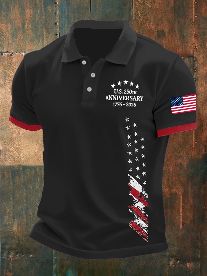 Men's America 250th Anniversary Print Casual Polo Shirt