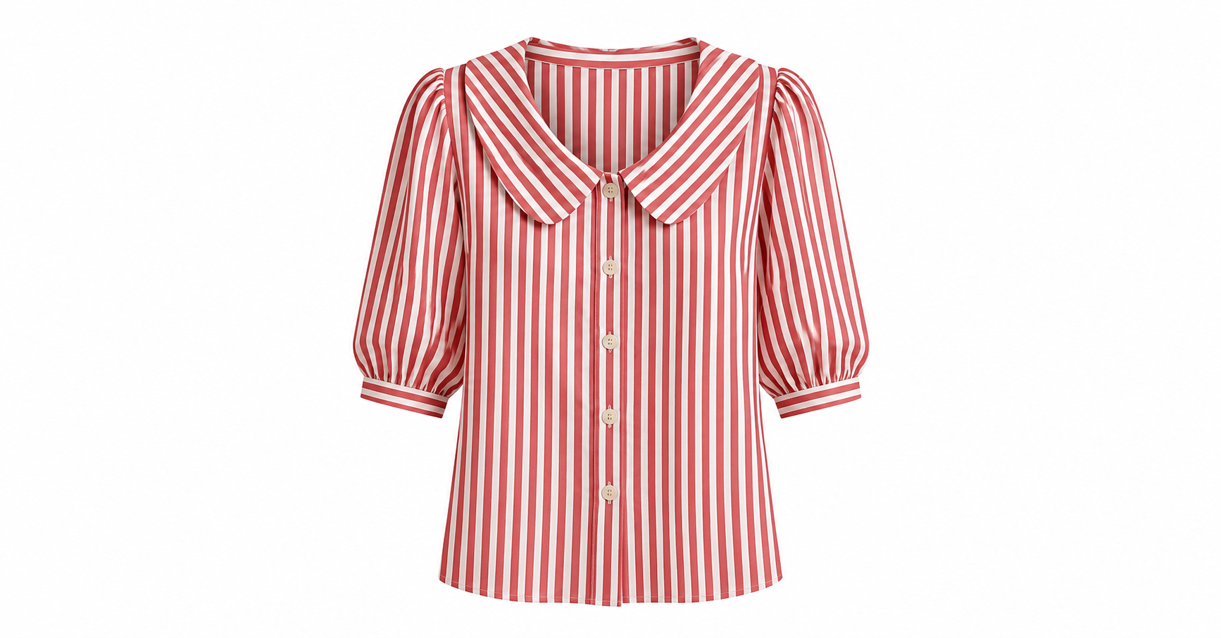 Women's Peter Pan Collar Striped Cotton Linen Shirt