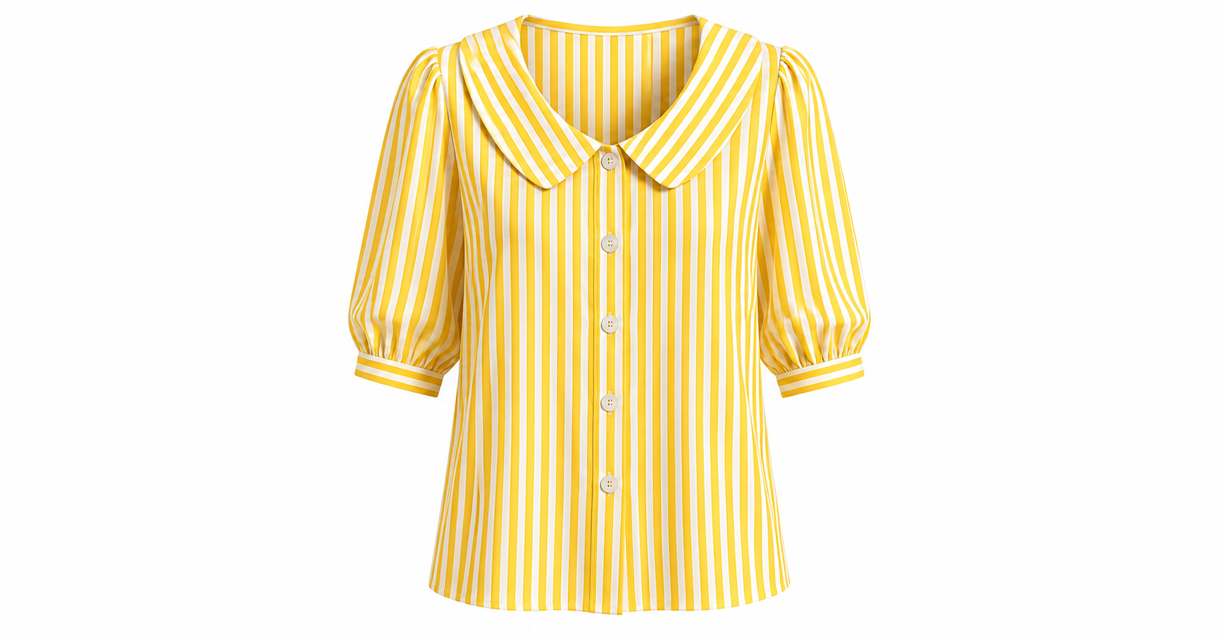 Women's Peter Pan Collar Striped Cotton Linen Shirt