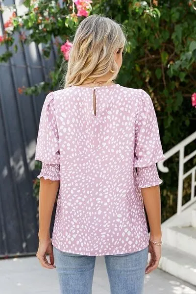 Cicy Bell Women's Polka Dot 3/4 Sleeve Blouse Tops Ladies Casual Office Work Crew Neck T-Shirt Spring Soft Crewneck