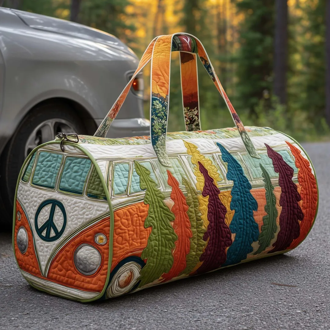 Hippie Pumpkin Quilted Travel Bag