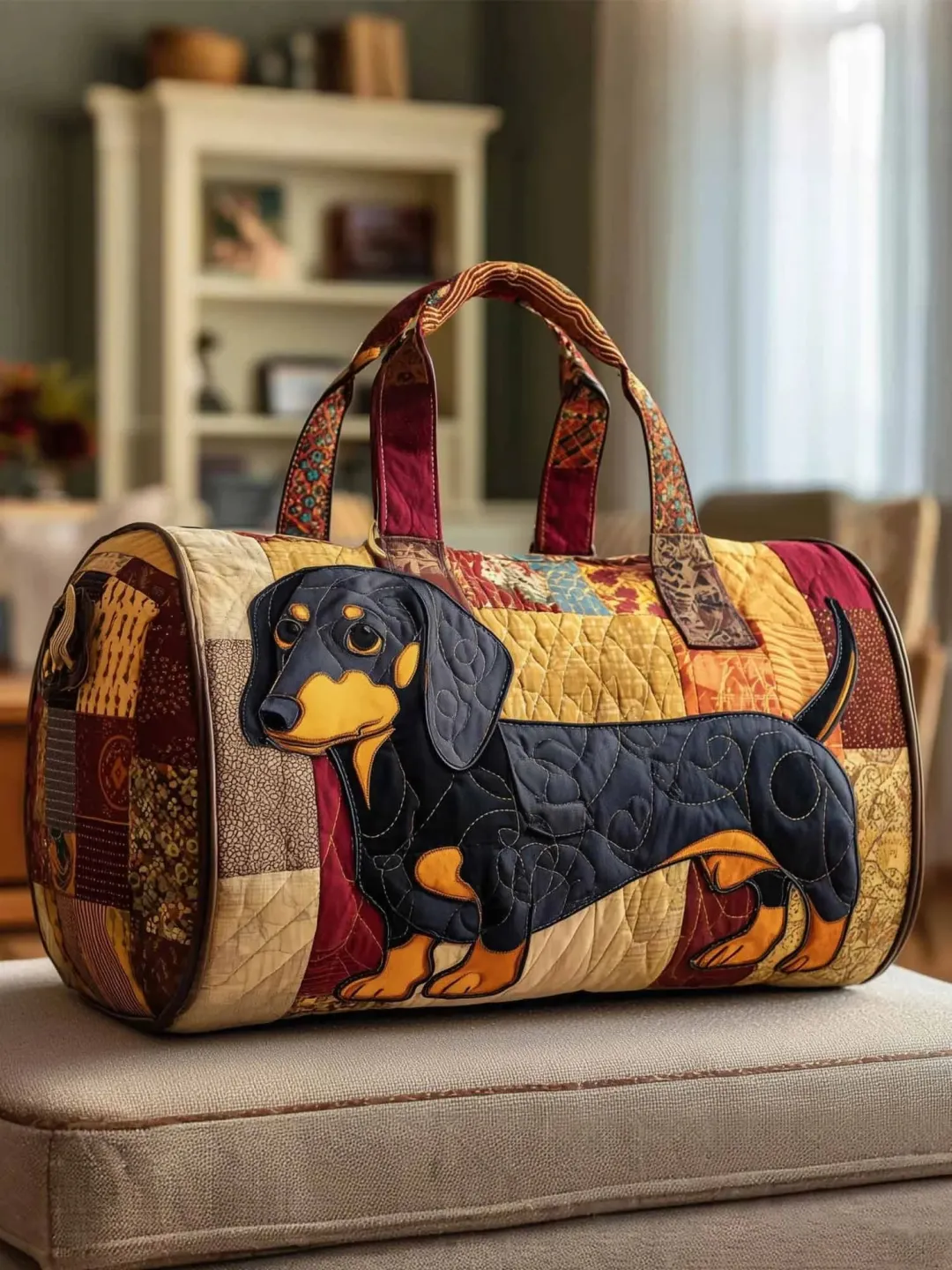 Hippie Pumpkin Quilted Travel Bag