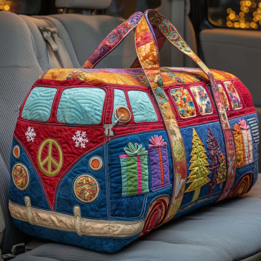 Hippie Pumpkin Quilted Travel Bag