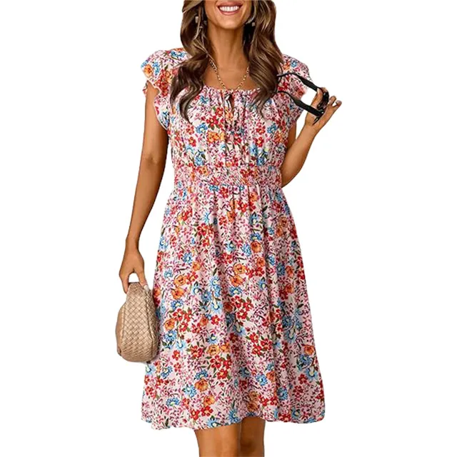 🔥2026 CRAZY DEAL🔥Summer Dresses for Women 2026 Boho Ruffle Sleeve Smocked Mini Dress