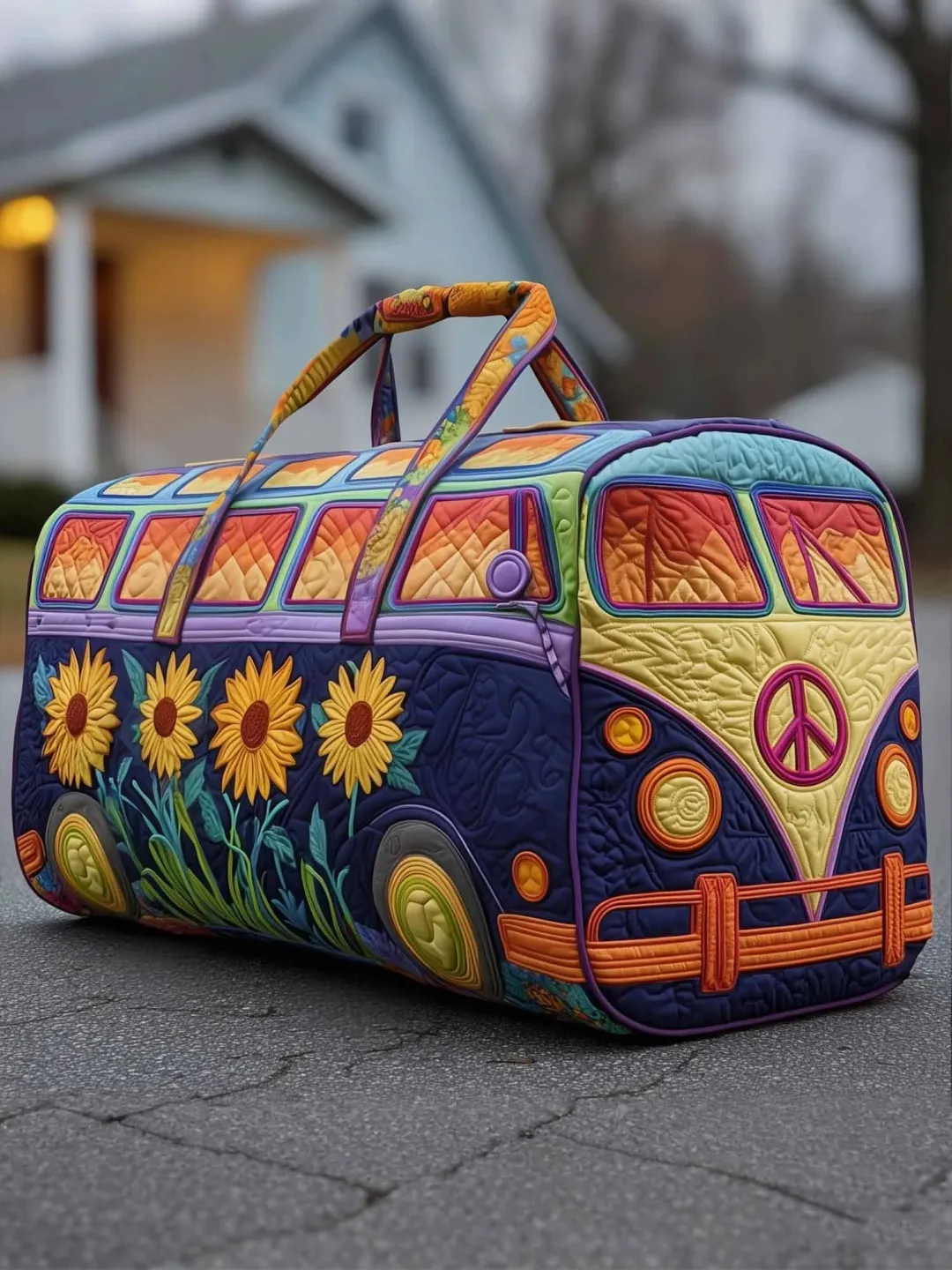 Hippie Pumpkin Quilted Travel Bag