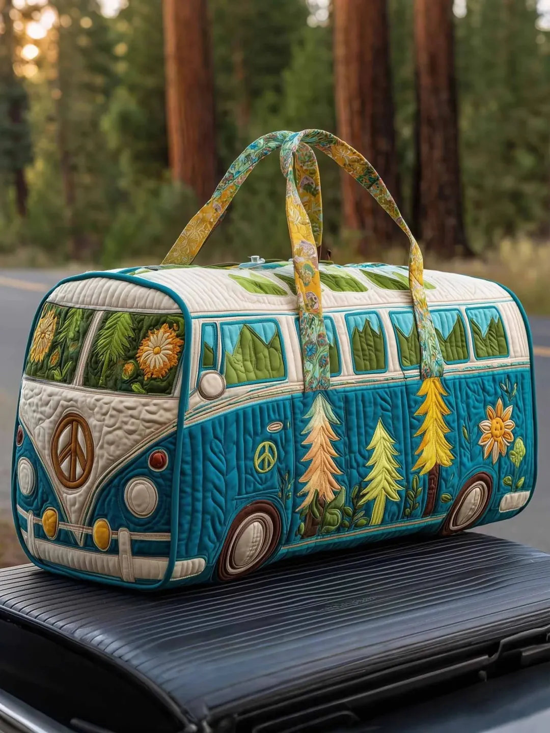 Hippie Pumpkin Quilted Travel Bag