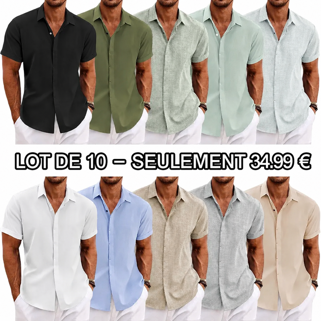Chemise Homme en Lin et Coton à Manches Courtes – Élégance Décontractée pour l'Été