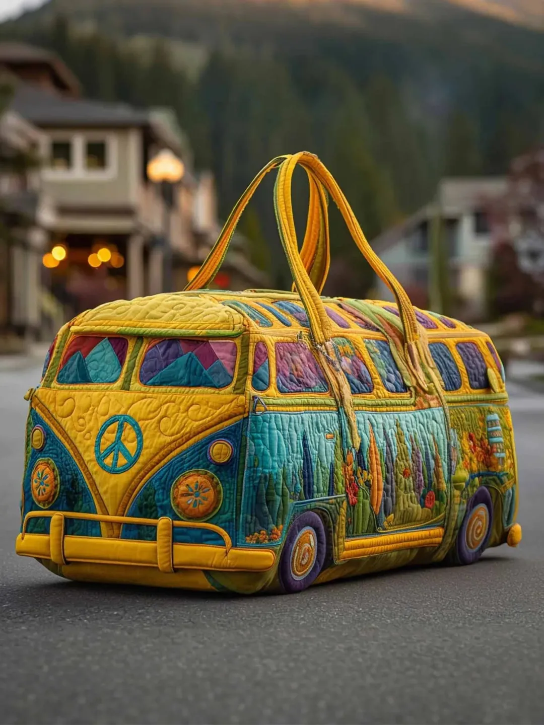 Hippie Pumpkin Quilted Travel Bag