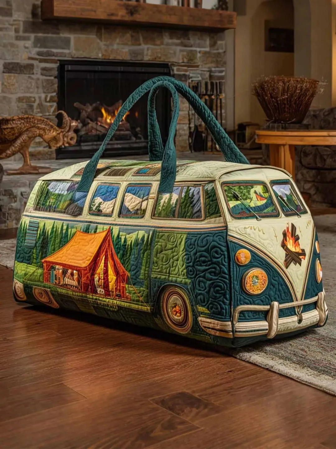 Hippie Pumpkin Quilted Travel Bag