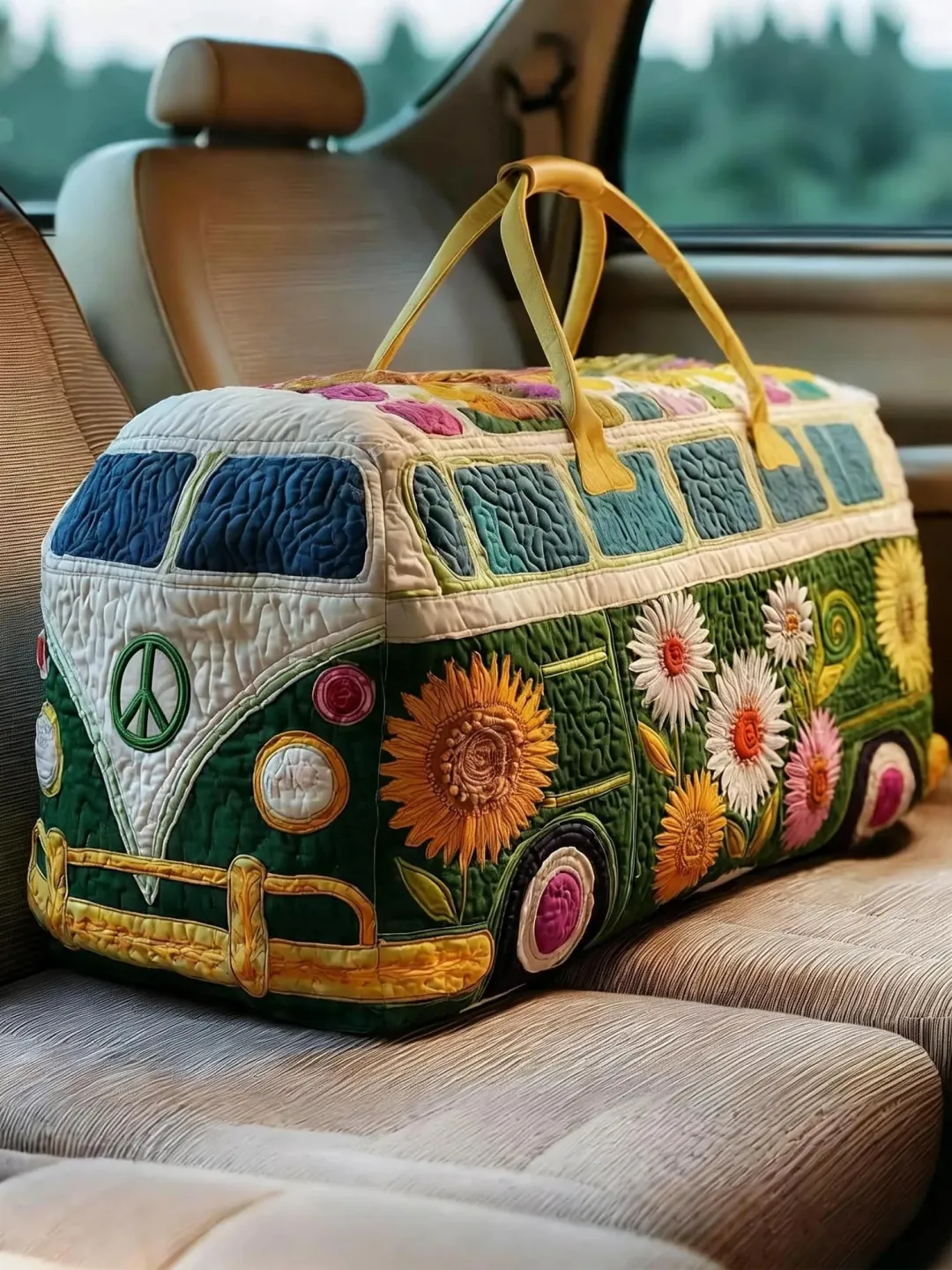 Hippie Pumpkin Quilted Travel Bag