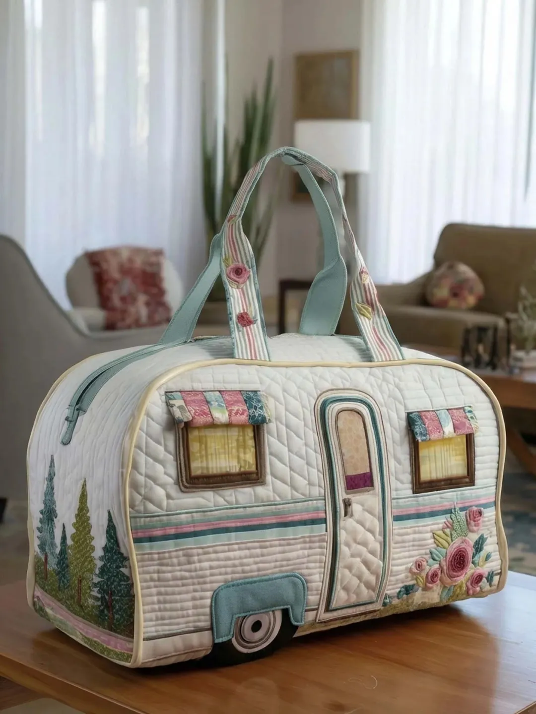 Hippie Pumpkin Quilted Travel Bag