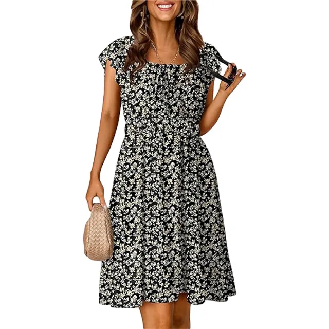🔥2026 CRAZY DEAL🔥Summer Dresses for Women 2026 Boho Ruffle Sleeve Smocked Mini Dress