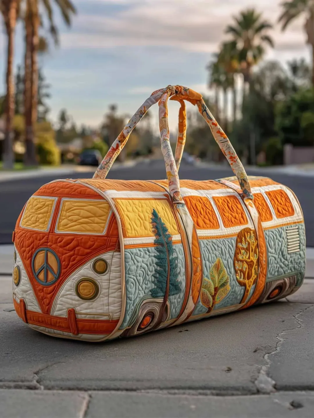Hippie Pumpkin Quilted Travel Bag