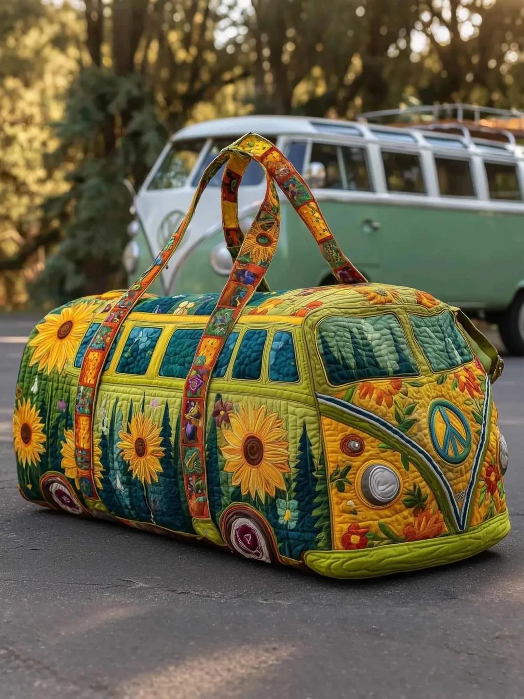 Hippie Pumpkin Quilted Travel Bag
