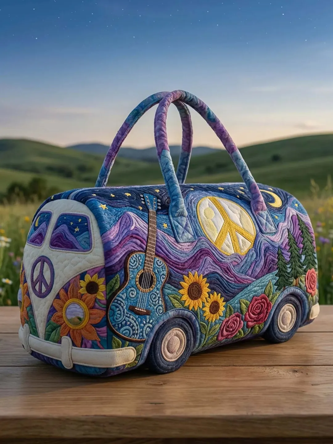 Hippie Pumpkin Quilted Travel Bag
