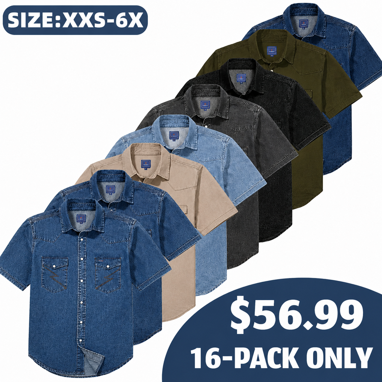 🔥 Hot Sale 🔥 Men's Short-Sleeve Washed Denim Work Shirt