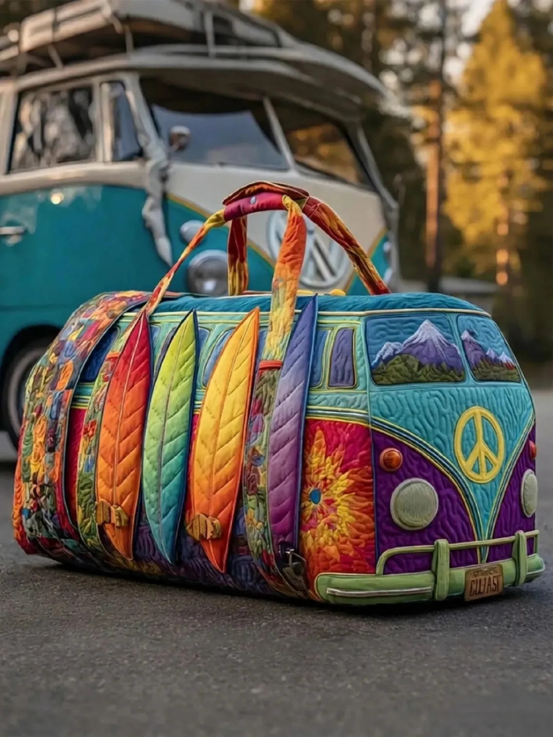Hippie Pumpkin Quilted Travel Bag
