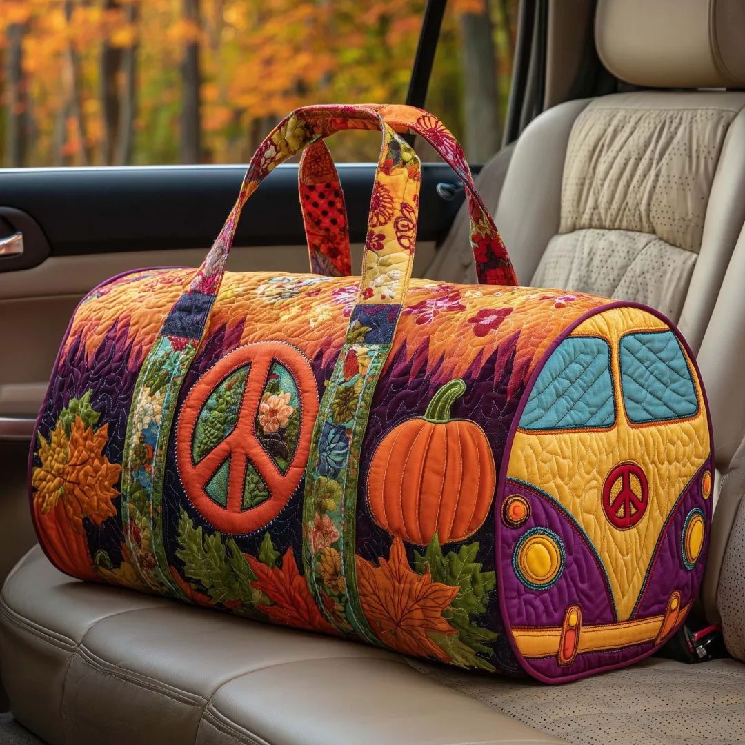 Hippie Pumpkin Quilted Travel Bag
