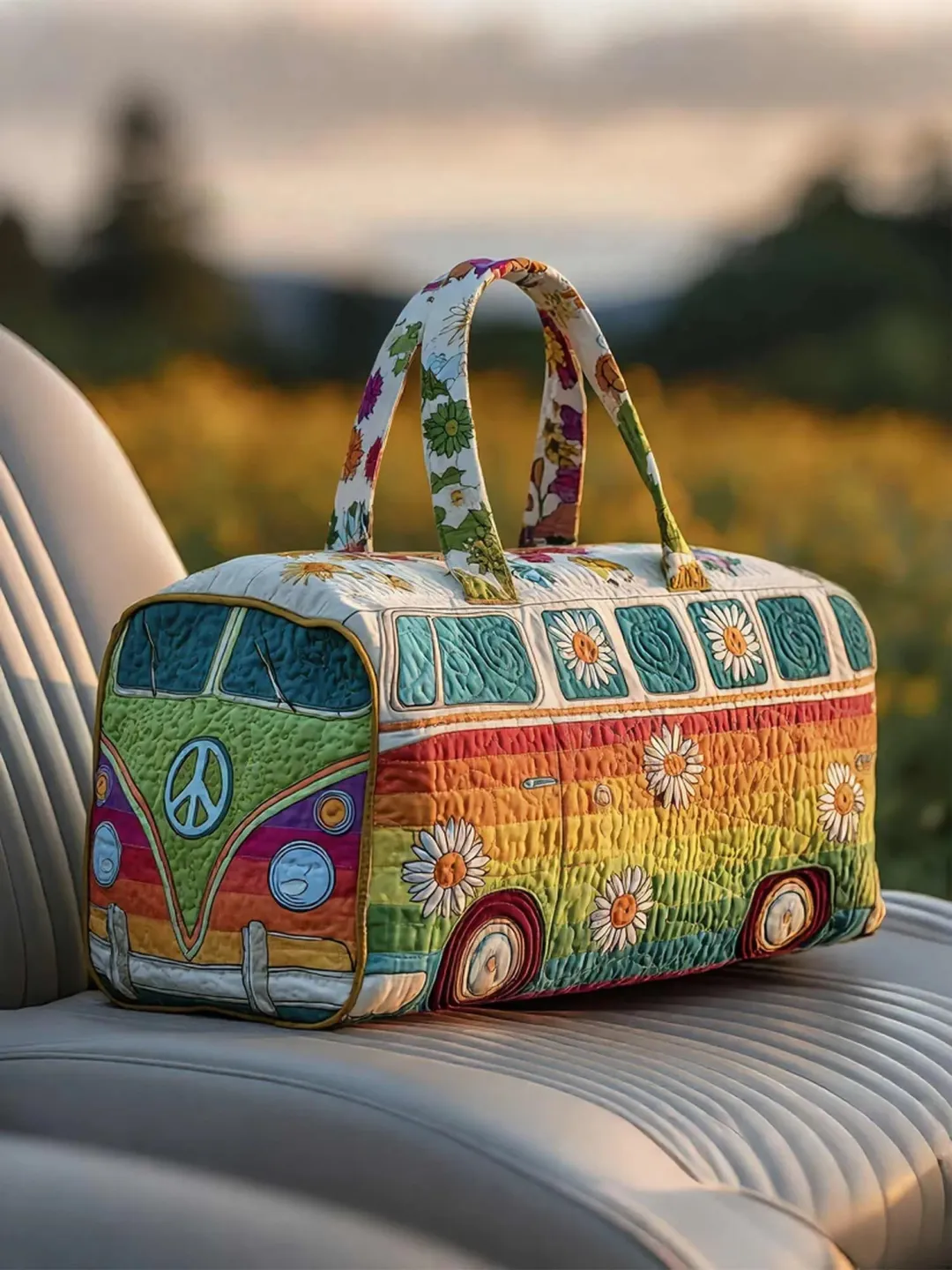 Hippie Pumpkin Quilted Travel Bag
