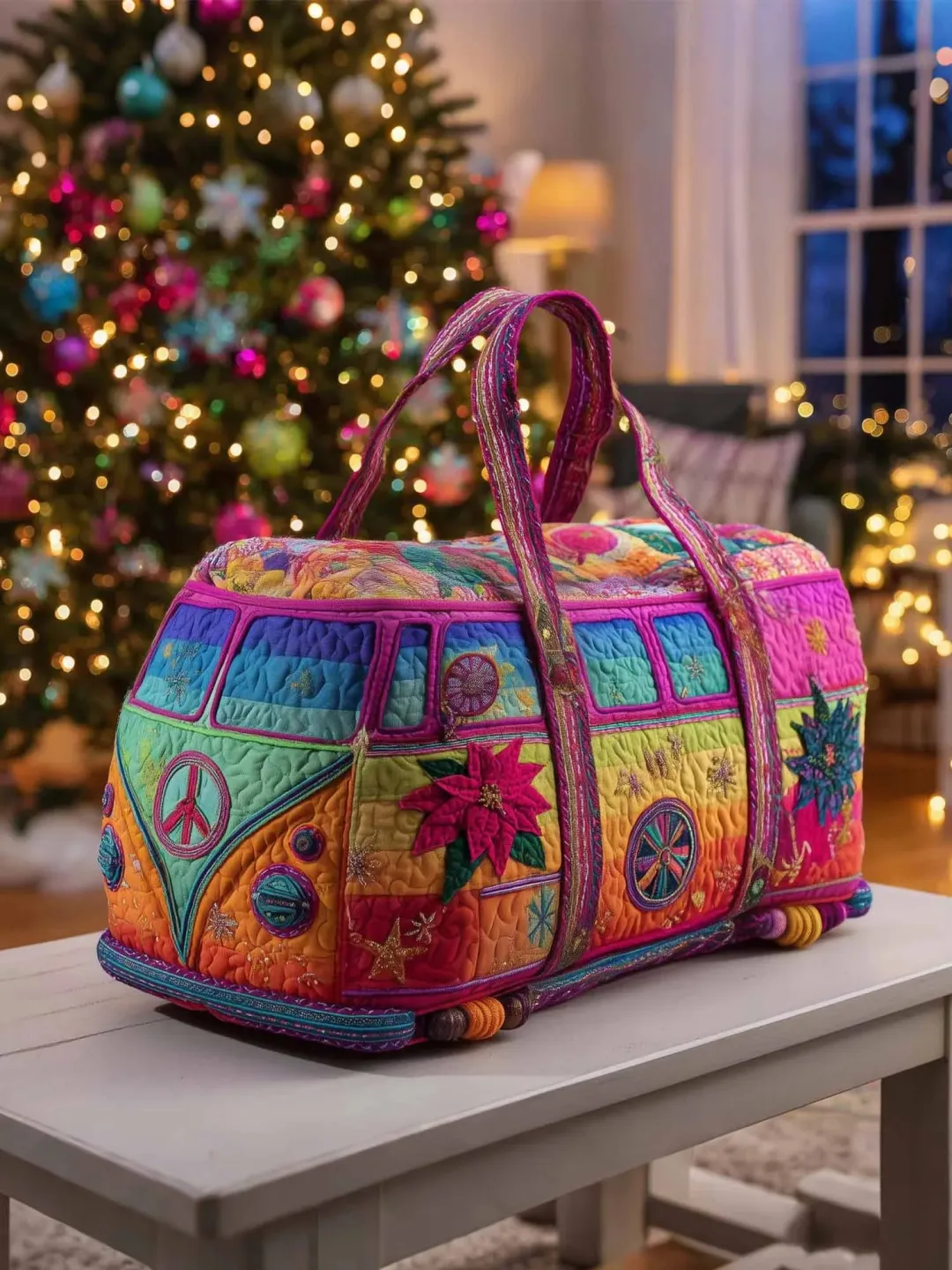 Hippie Pumpkin Quilted Travel Bag