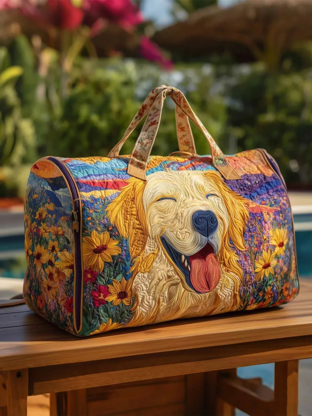 Hippie Pumpkin Quilted Travel Bag