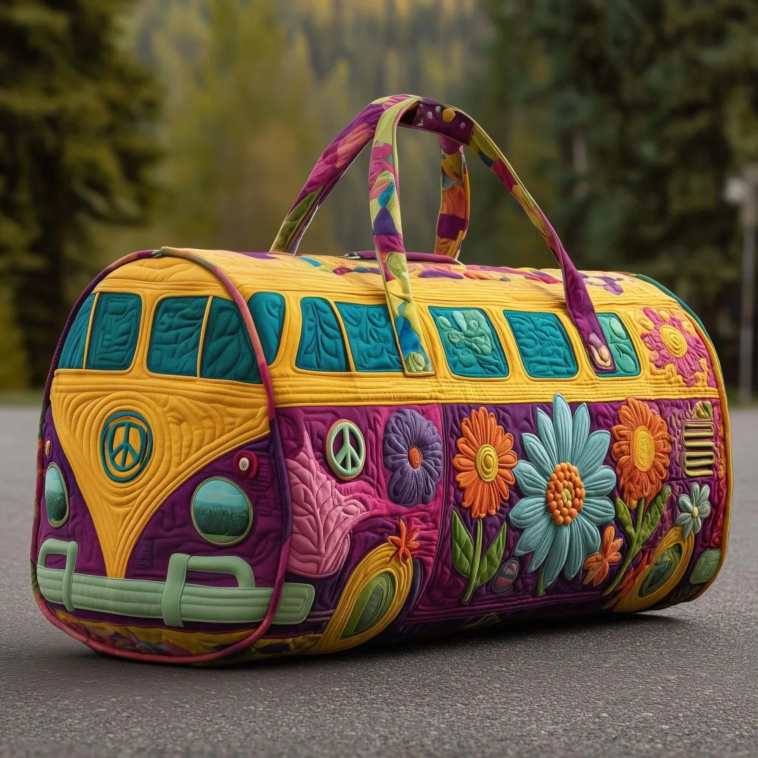 Hippie Pumpkin Quilted Travel Bag