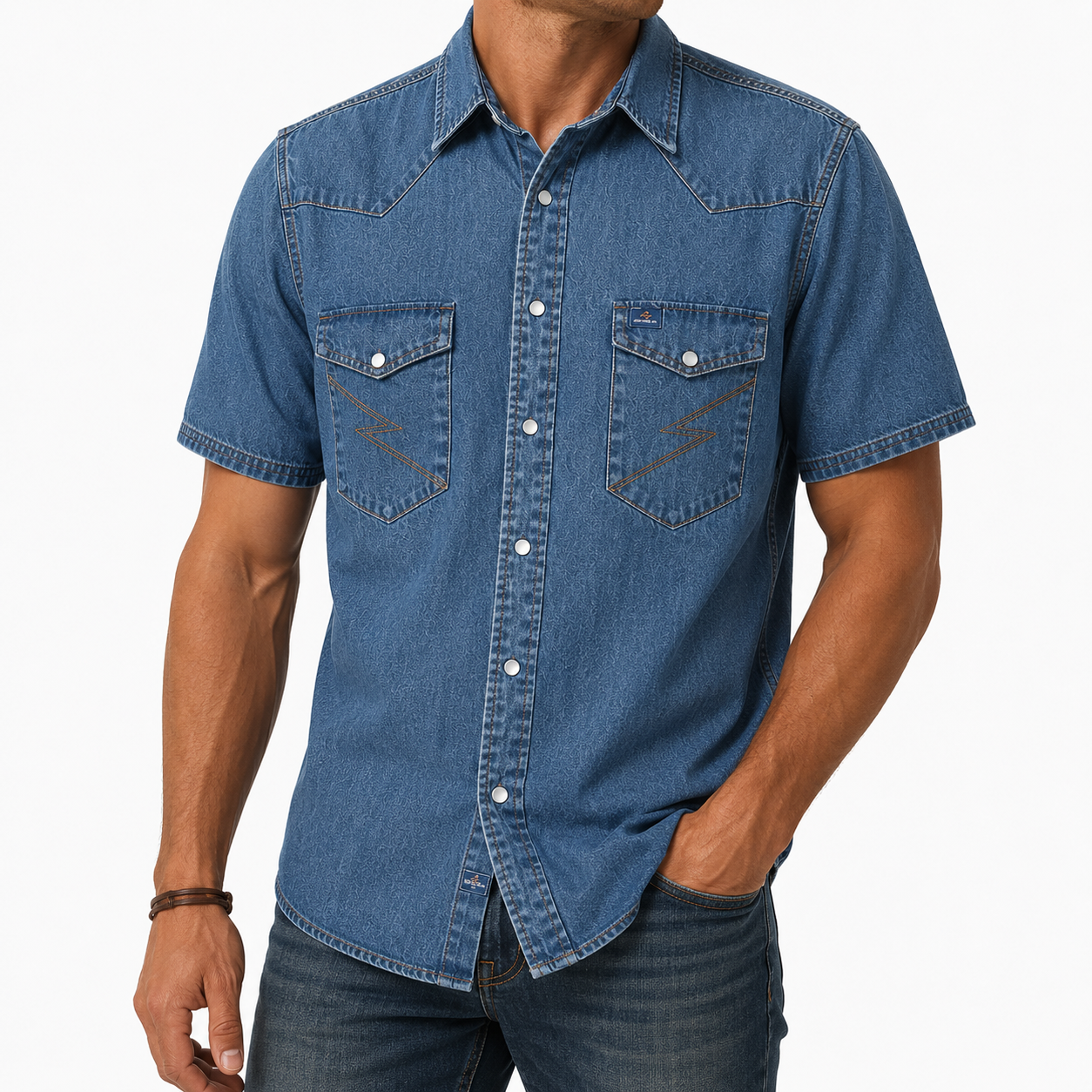🔥 Hot Sale 🔥 Men's Short-Sleeve Washed Denim Work Shirt