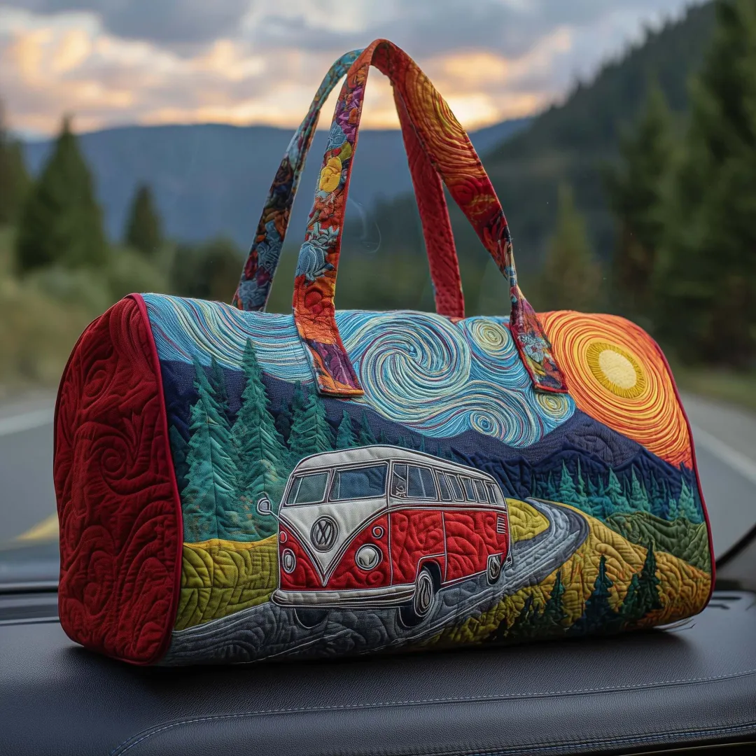 Hippie Pumpkin Quilted Travel Bag