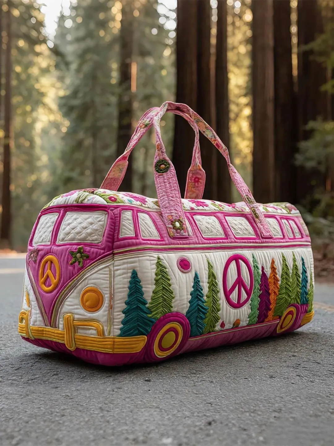 Hippie Pumpkin Quilted Travel Bag