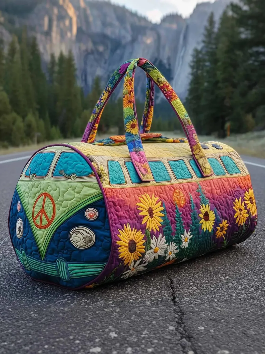 Hippie Pumpkin Quilted Travel Bag