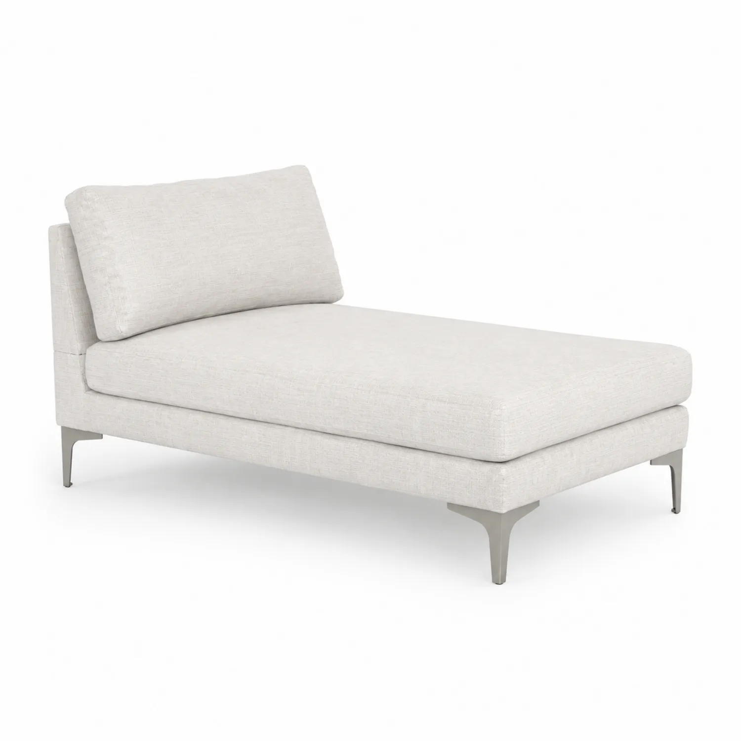 Chaise Longue in Tessuto Beige con Gambe in Metallo